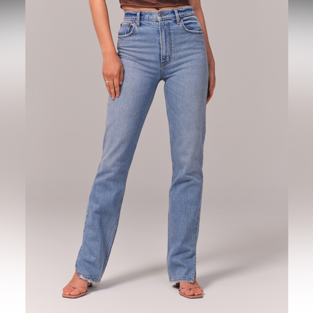 Abercrombie High Rise 90s Straight Jean - split hem